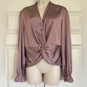 She+ Sky Twist Front Silky Blouse Size Medium